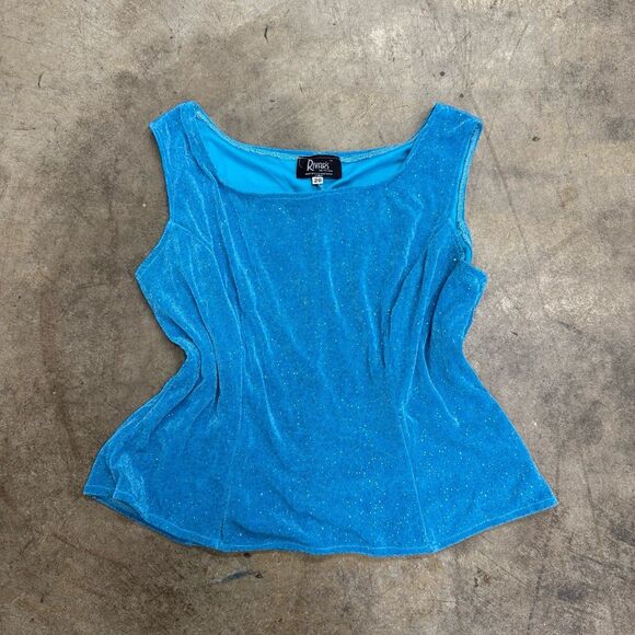 Vintage y2k Sparkly glittery blue corset style tank top - Picture 1 of 5